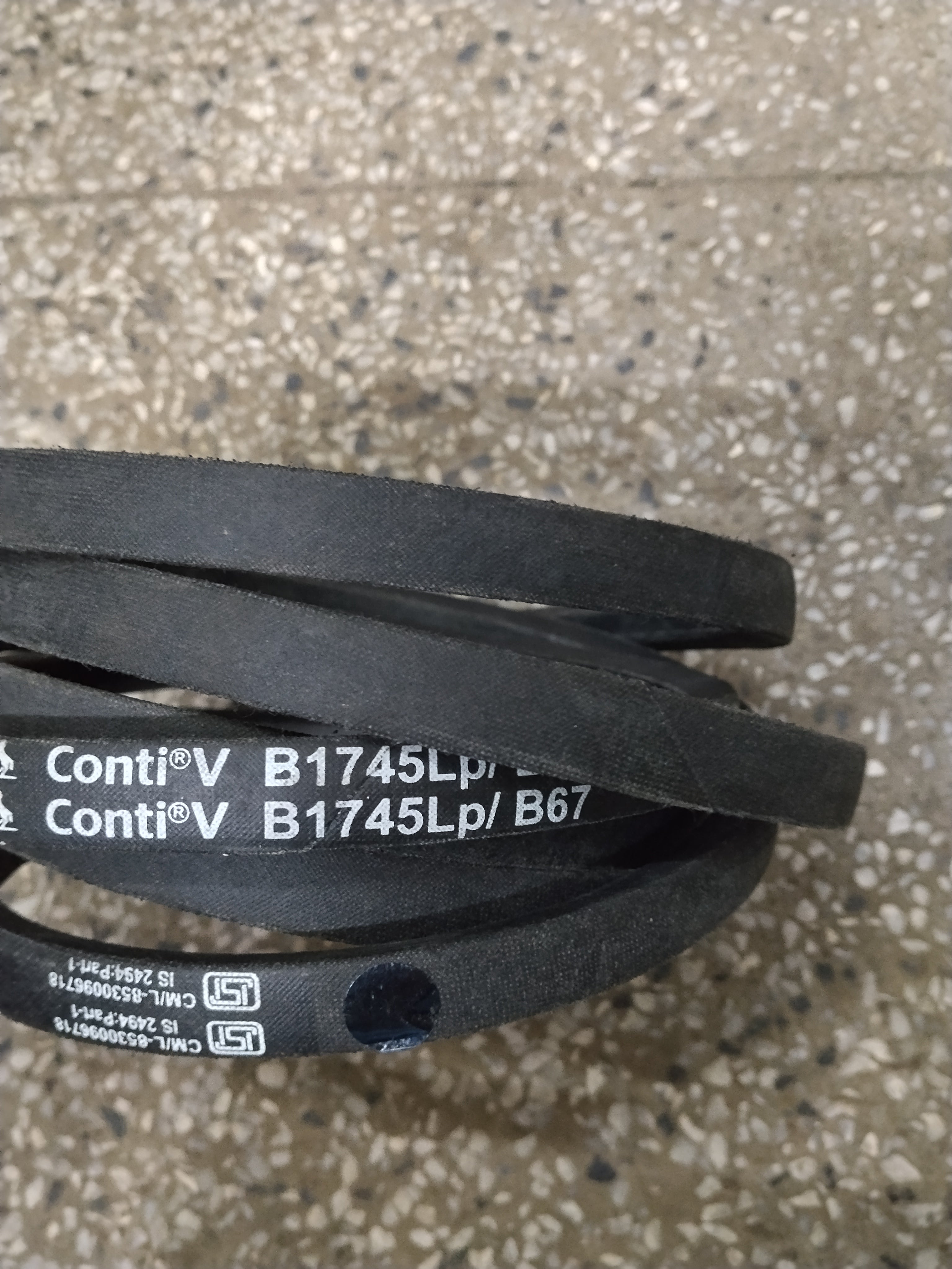A black Conti V Belt of size B 67.